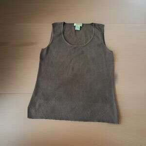 Talbots Sweater Tank Womens Medium Petite Brown Sleeveless Crewneck Knit Top